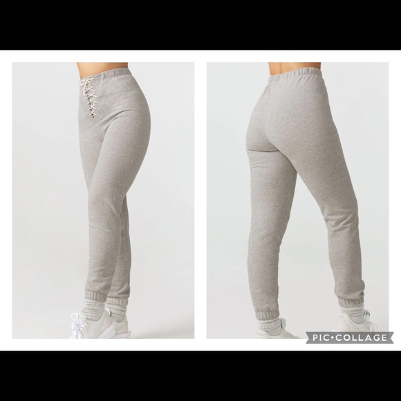 NWOT🤍JOAH BROWN🤍GREY LACE UP HIGH WAISTED JOGGERS
